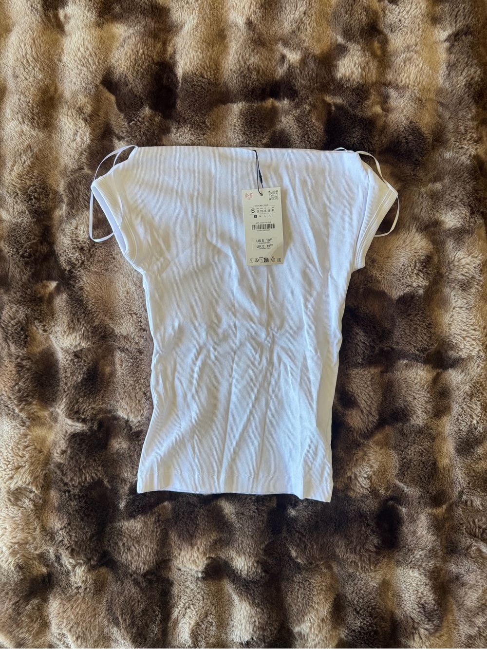 Zara White Ribbed Cap-Sleeve Camisole